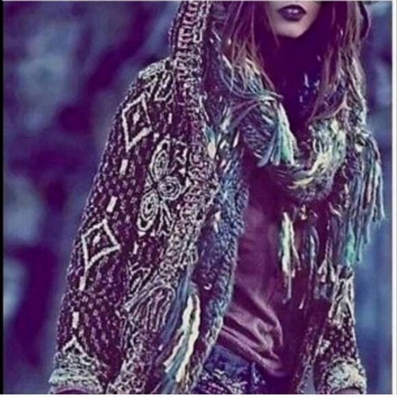 Free People Kai Pom Tapestry XS Cardigan Sweater - Picture 13 of 14